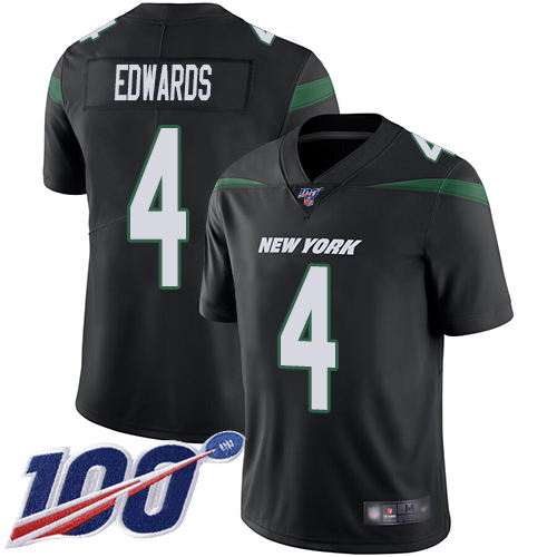New York Jets Limited Black Men Lac Edwards Alternate Jersey NFL Football #4 100th Season Vapor Untouchable